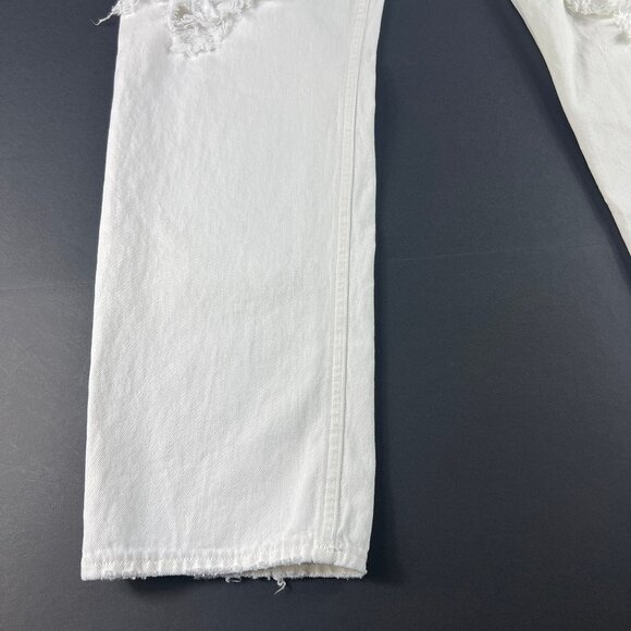 AGOLDE Jean Women 30x29* 90s Mid Rise Loose White Distressed Cotton Denim Tag 27 - Picture 6 of 16